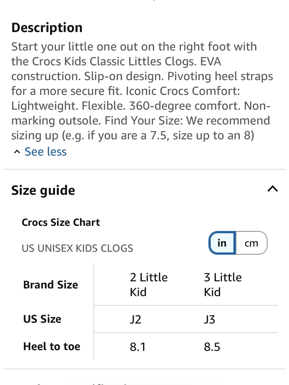 CROCS Kid’s Classic Clog - sz Junior 2 - Picture 5 of 16